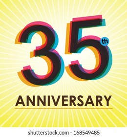 35th Anniversary poster / template design in retro style - Vector Background