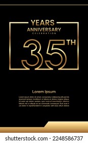35th Anniversary template design with gold color for celebration event, invitation, banner, poster, flyer, greeting card, book cover. Vector Template