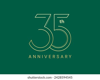 35th Anniversary with thin double lines style luxury gold celebration logo vector design concept. Thirty-five years anniversary gold number template for celebration event, business, invitation, web.