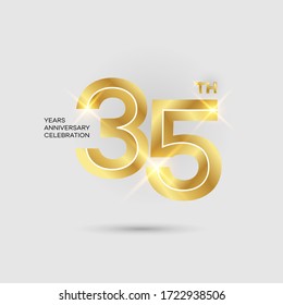 35th gold anniversary logo isolated on elegant background, vector design for celebration purposes.