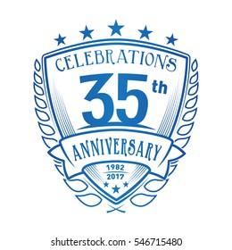 35th Shield Anniversary logo. Vector and illustration. 35 years logo.