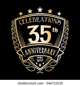 35th Shield Anniversary logo. Vector and illustration. 35 years logo.