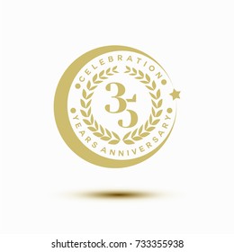 35th Years Anniversary Badge Logo on Isolated Bakcground. Vector Illustration