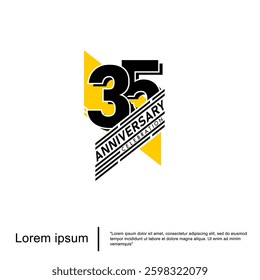 35th years anniversary celebration emblem. anniversary logo isolated with geometric badge on white background. vector illustration template design for web, flyers, poster, invitation card or greeting 