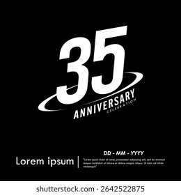 35th years anniversary celebration emblem. congratulations anniversary logo isolated with oval ring. black and white tone. vector illustration template design for web, flyers, poster, greeting card