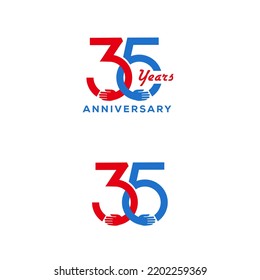 35th Years Anniversary Celebration. with linked number. numbers connected to each other. vector illustration, logo design
