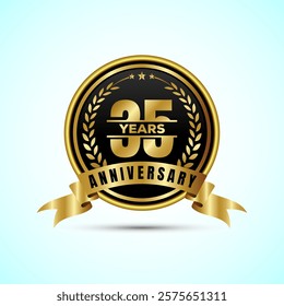 35th years anniversary icon logo design birthday celebration, Golden anniversary emblem