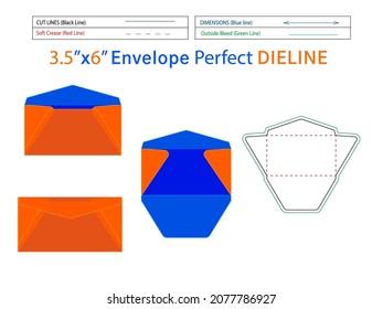  Plantilla de línea de envolvente regular de 3,5 x 6 pulgadas, fácilmente modificable y con un sobre 3D