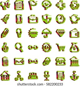 36 3D Business icons GREEN