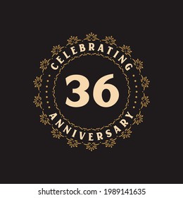 36 anniversary celebration, Greetings card for 36 years anniversary