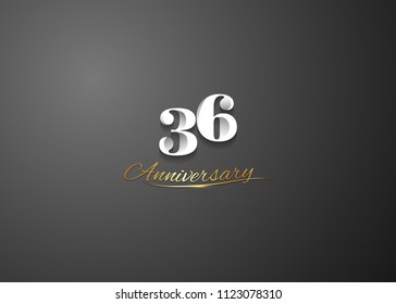 36 Anniversary elegant logotype  design, white colored isolated on black background