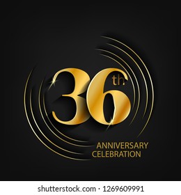 36 anniversary gold with a circle frame and a dark background, giving the impression of luxury