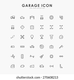 36 auto and garage line icons