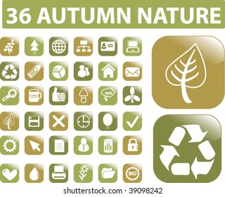36 botones de naturaleza otoñal. vector