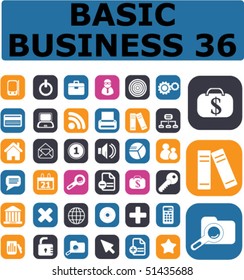 36 basic business buttons. vector
