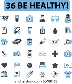 36 be healthy signs. vector