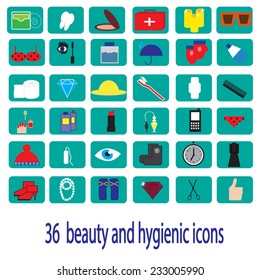 36 beauty and hygienic color icons