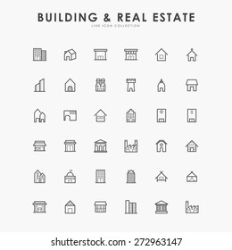 36 building and real estate line icons