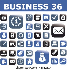 36 business buttons. vector