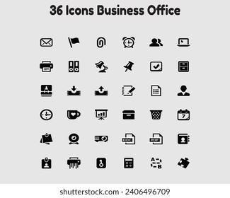 36 business office icons set, signs vector concept set for infographics, mobile, website, application