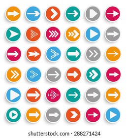 36 buttons with arrows on the white background.  Eps 10 vector file.