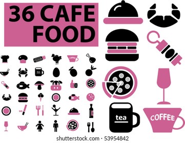 36 cafe & fast food signs. vector