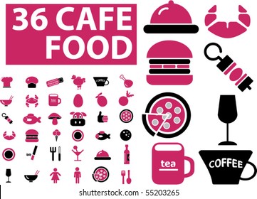 36 cafe & fast food signs. vector