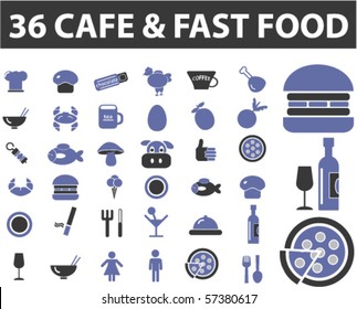 36 cafe & fast food signs. vector