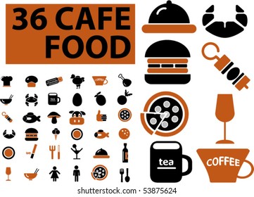 36 letreros de café y comida. vector