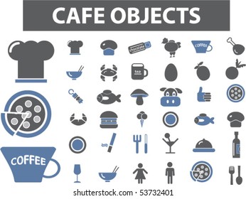 36 cafe objects. vector
