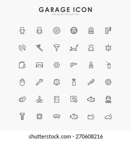 36 Car And Garage Line Icons