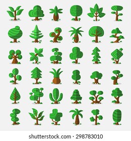 36 Cartoon vector trees