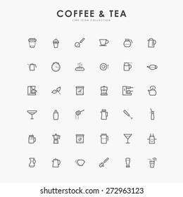 36 coffee and tea line icons