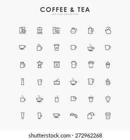 36 coffee and tea minimal line icons