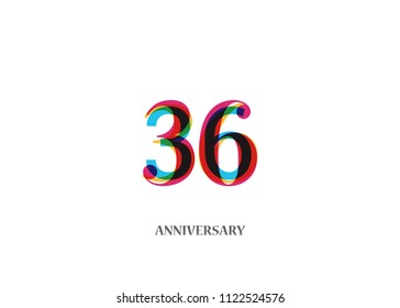 36 Colorful Anniversary logotype design isolated on white background