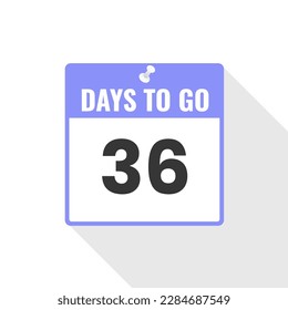 Icono de ventas de cuenta regresiva de 36 días a la izquierda. Faltan 36 días para ir Banner promocional