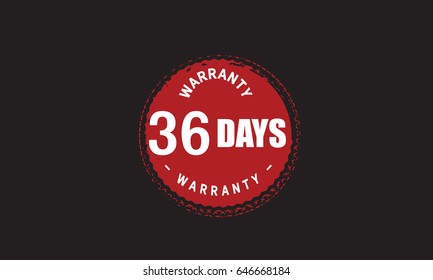 36 days warranty icon vector with black background