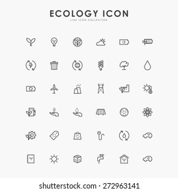 36 ecology minimal line icons