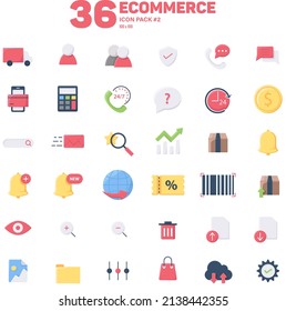 Ecommerce Icons Pack 2, Flat Color E-Commerce Icons Vector Set