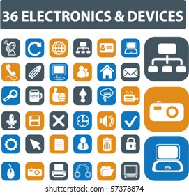 36 electronics & devices signs. vector