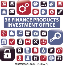 36 finance & investment buttons. vector