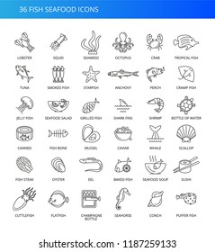 36 FISH SEAFOOD ICONS
