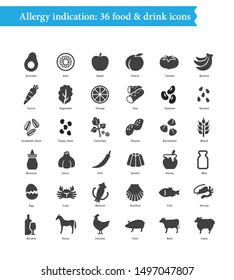 36 Food Allergens, Restaurant Menu Icons