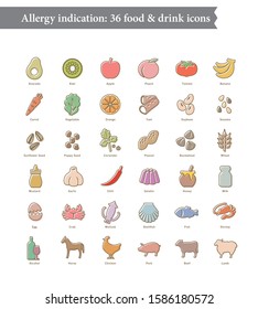 36 Food Allergens, Restaurant Menu Icons