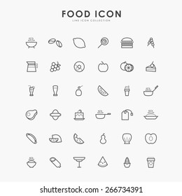 36 food and beverage minimal line icons