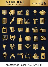 36 general icon set vector with gold color