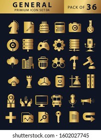 36 general icon set vector with gold color