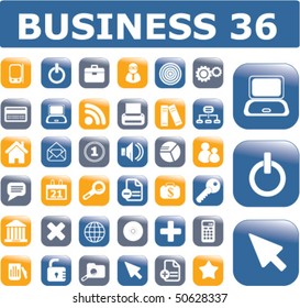 36 glossy business buttons. Vector
