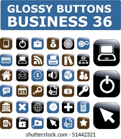 36 glossy business buttons. vector