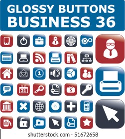 36 glossy business buttons. vector
